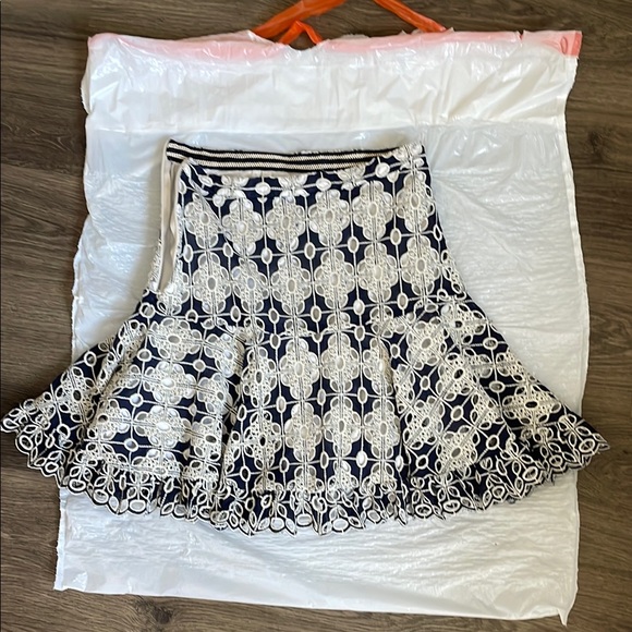 Lace Flared Skirt - Black and White - Picture 1 of 1